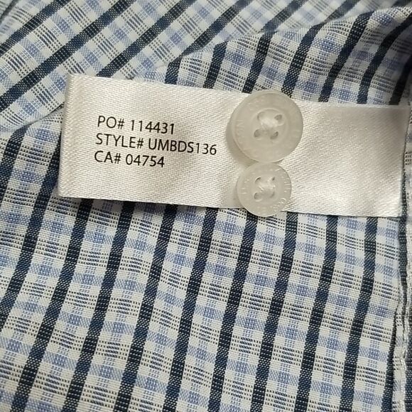 US Polo Assn. Shirt Men's 15 32/33 Plaid Blue Grey Wrinkle Resistance - Picture 2 of 9